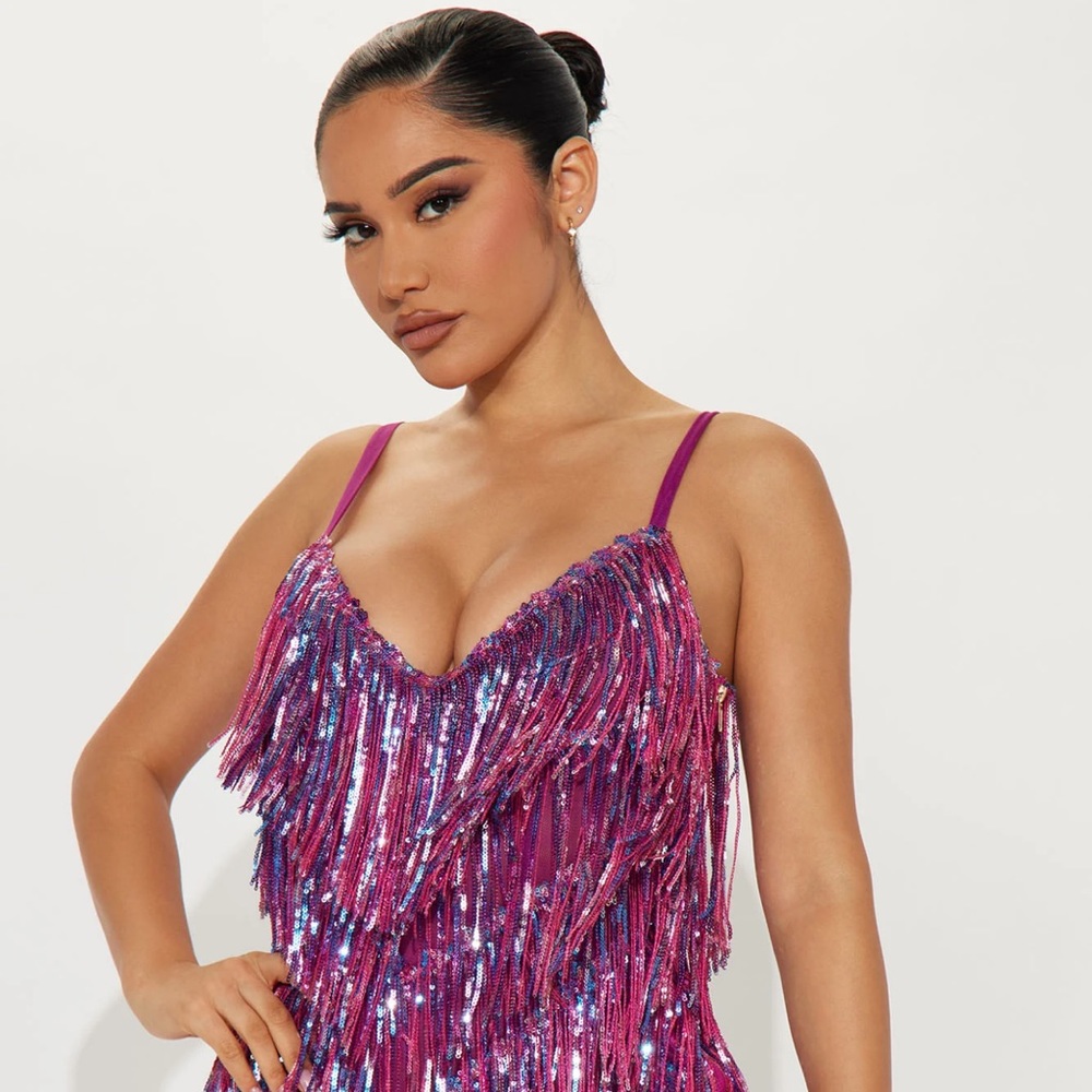 Fashion Nova Selena Sequin Fringe Mini Dress